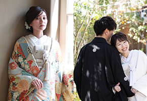 和装の新郎新婦